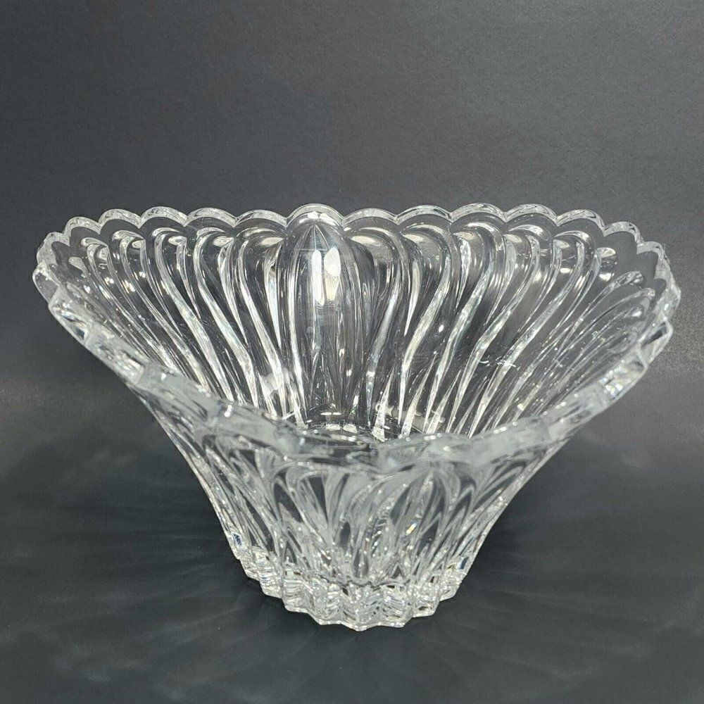 Large Oval Crystal 9" Niagara Bowl Heavy Made‎ in France 24% Lead-Crystal